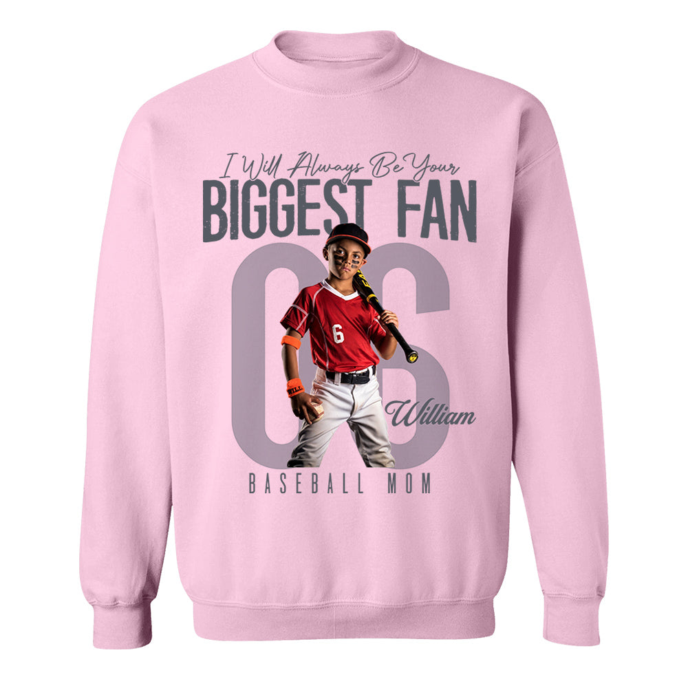 I'll Always Be Your Biggest Fan  - Custom Photo Baseball Shirt - Baseball Mom, Dad, Family Shirt T1807
