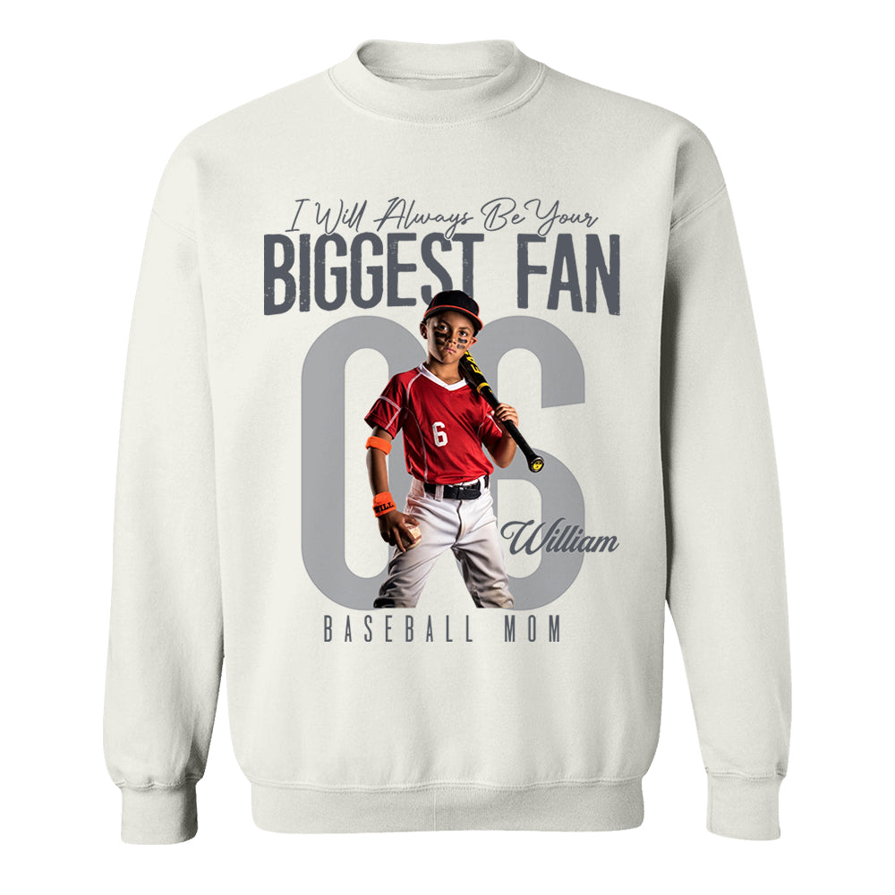I'll Always Be Your Biggest Fan  - Custom Photo Baseball Shirt - Baseball Mom, Dad, Family Shirt T1807