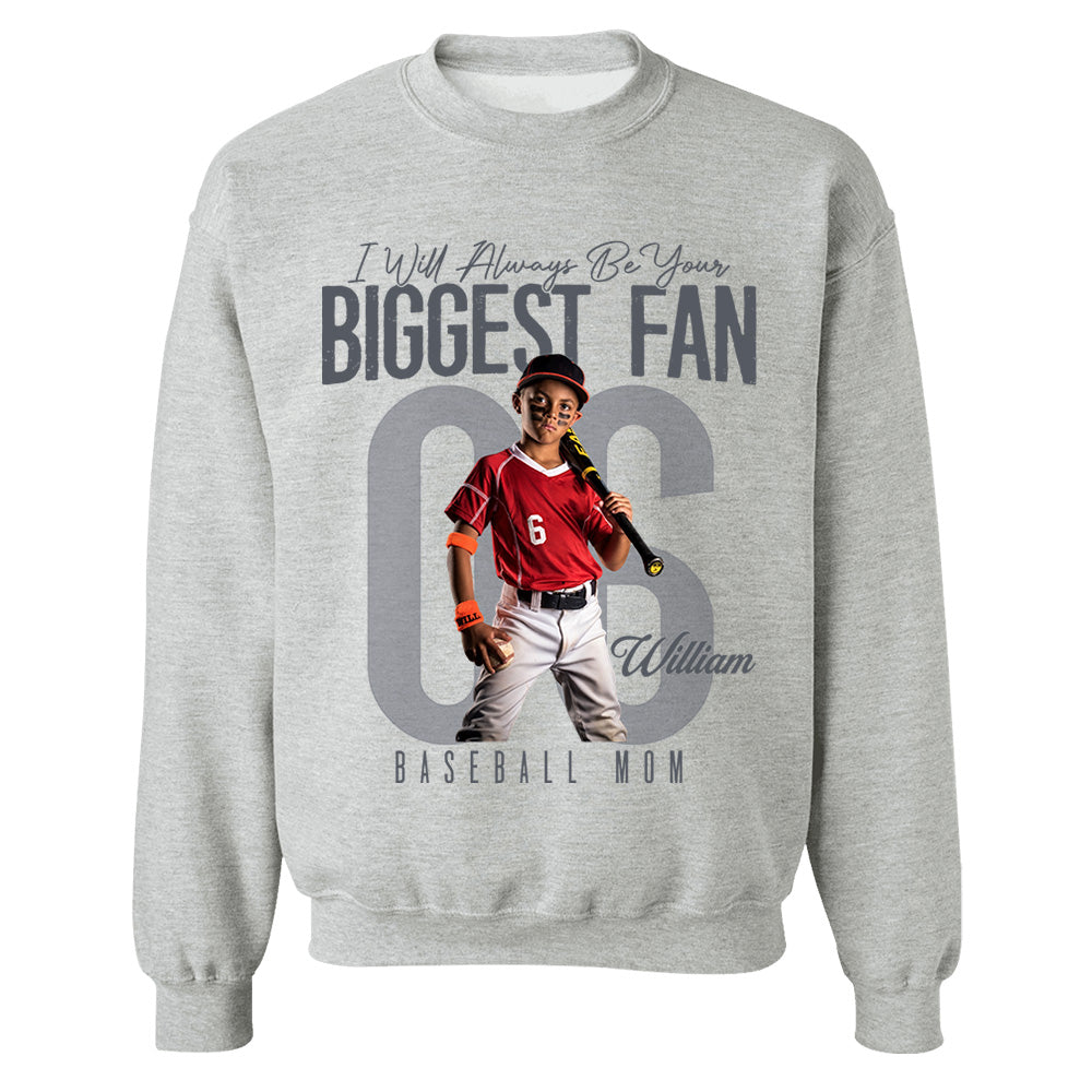 I'll Always Be Your Biggest Fan  - Custom Photo Baseball Shirt - Baseball Mom, Dad, Family Shirt T1807