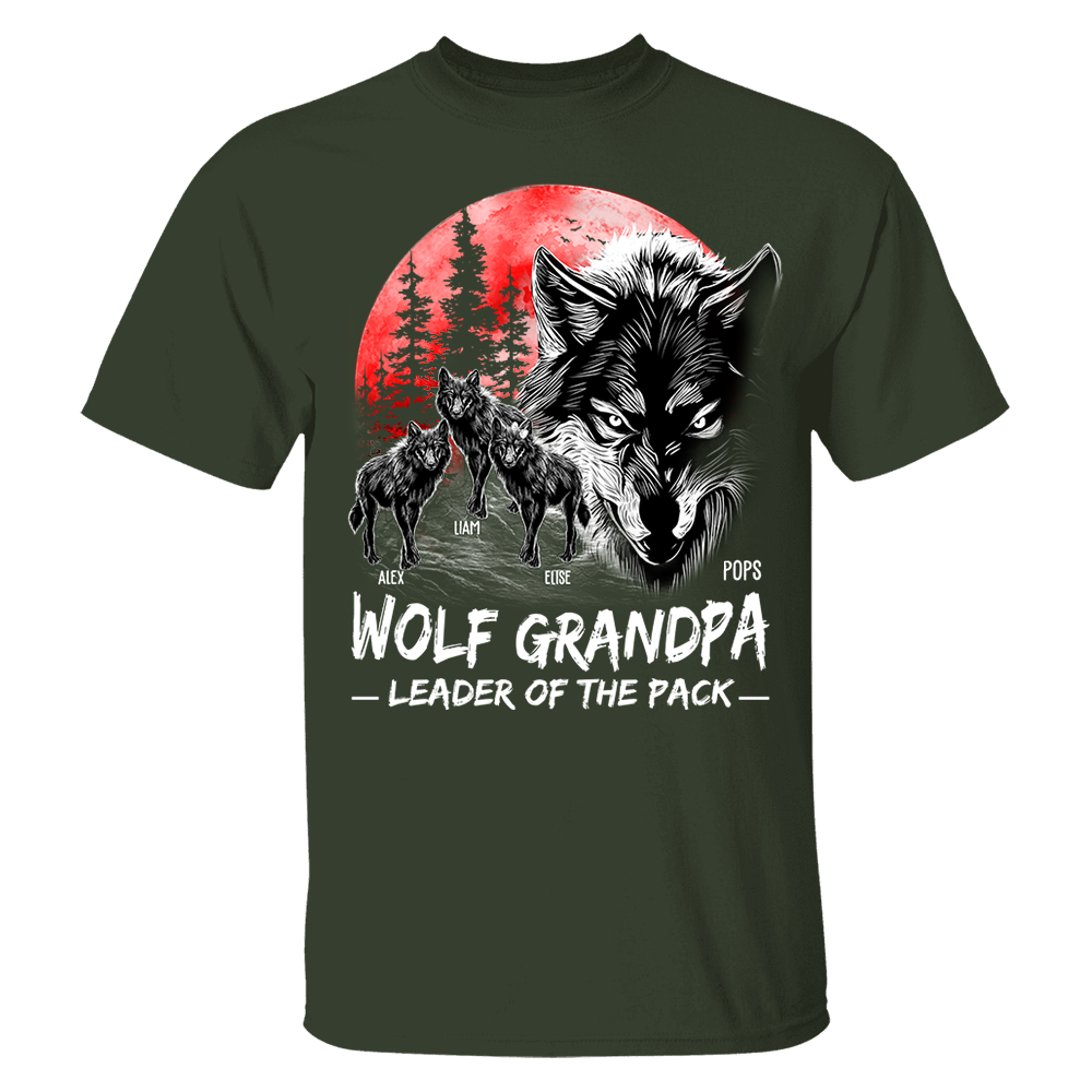 Wolf Grandpa Leader Of The Pack Personalized Shirt - Perfect Father's Day Gift for Dad Pa00