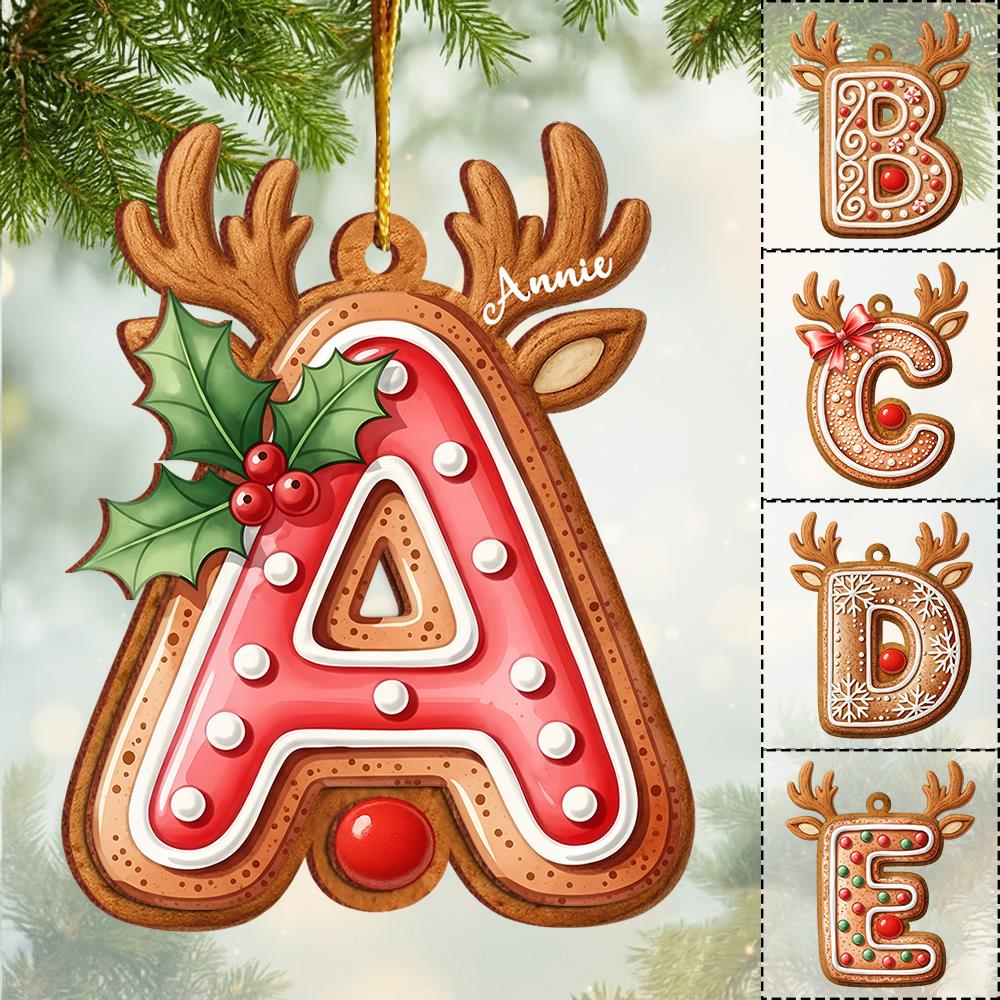 Personalized Christmas Reindeer Letter Ornaments with Name, 2025 Stocking Tags, Keepsake Ornaments For The Family Holiday Keepsake Ornaments