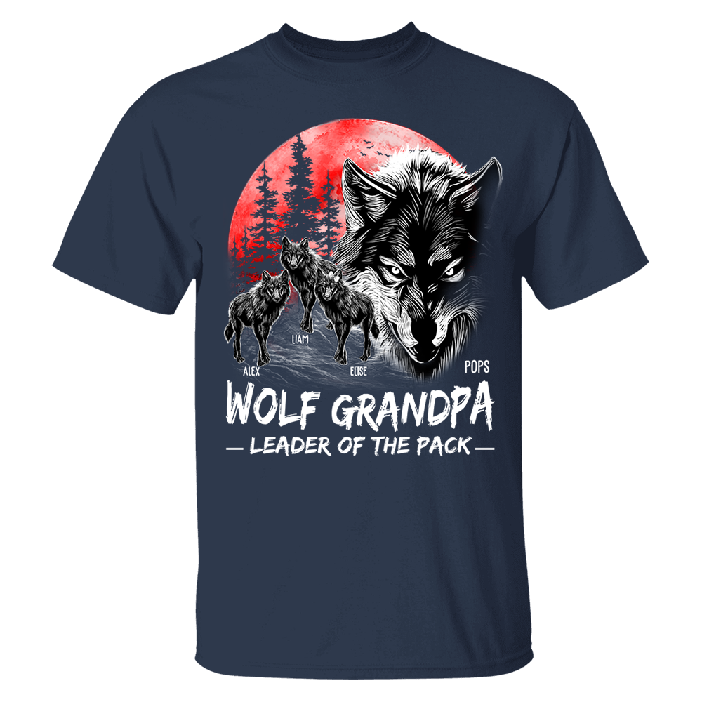 Wolf Grandpa Leader Of The Pack Personalized Shirt - Perfect Father's Day Gift for Dad Pa00