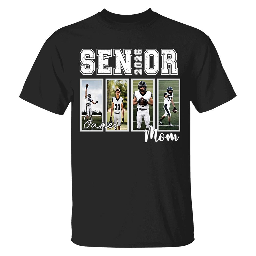 Custom 2026 Senior Football Mom Shirt, Custom Football Player Photos Shirt, Football Mama Shirt with Name & Jersey Number, Senior Night Tee Nh00
