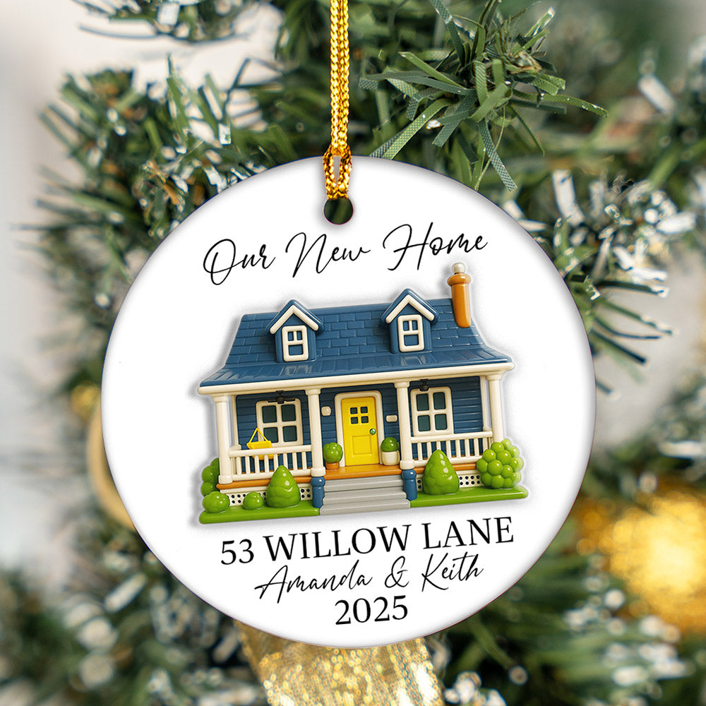 Our New Home 3D Effect - Personalized Ceramic Ornament with Custom Photo - New Home Decor, Couples Home Ornament Na02 Li29