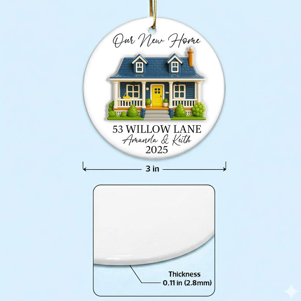 Our New Home 3D Effect - Personalized Ceramic Ornament with Custom Photo - New Home Decor, Couples Home Ornament Na02 Li29