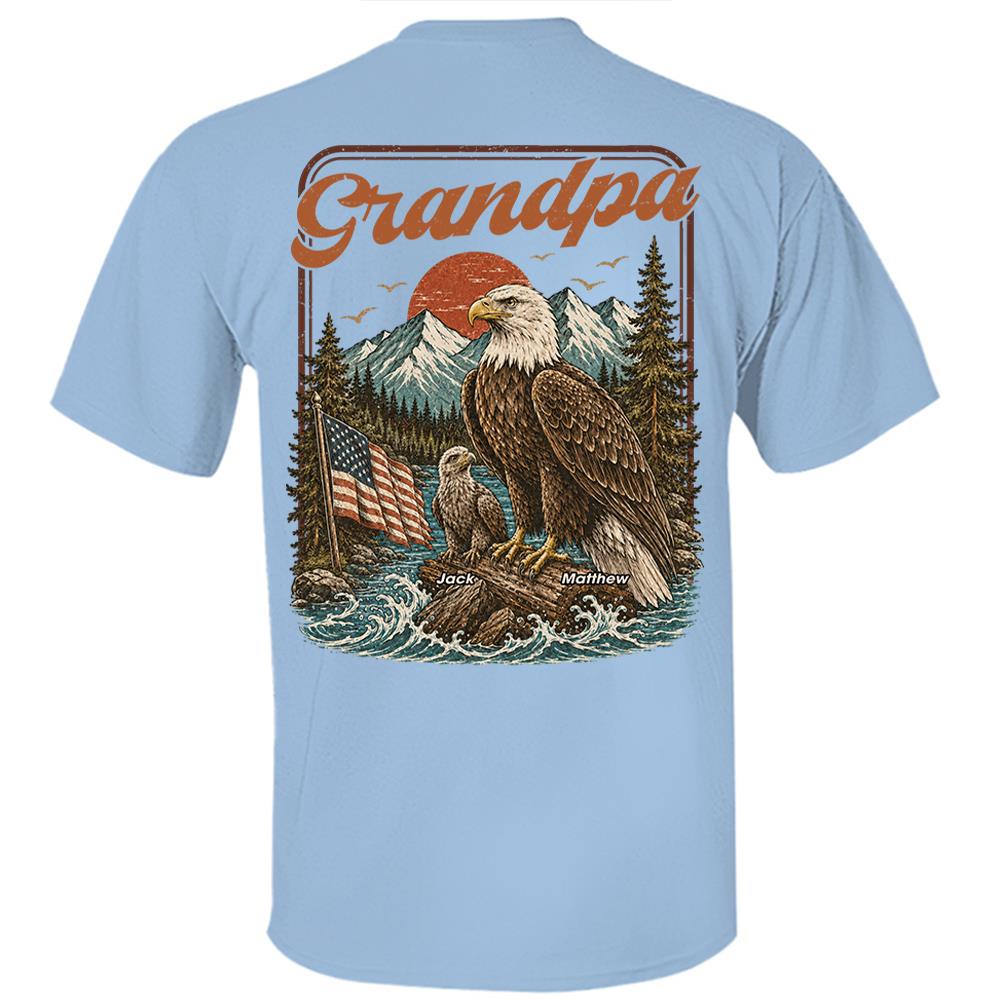 Personalized Papa America Eagle Patriotic T-Shirt Father Day Gifts for Dad Funny Papa Tshirt Cool Daddy Eagle Vintage Retro Shirt for Men Hv01