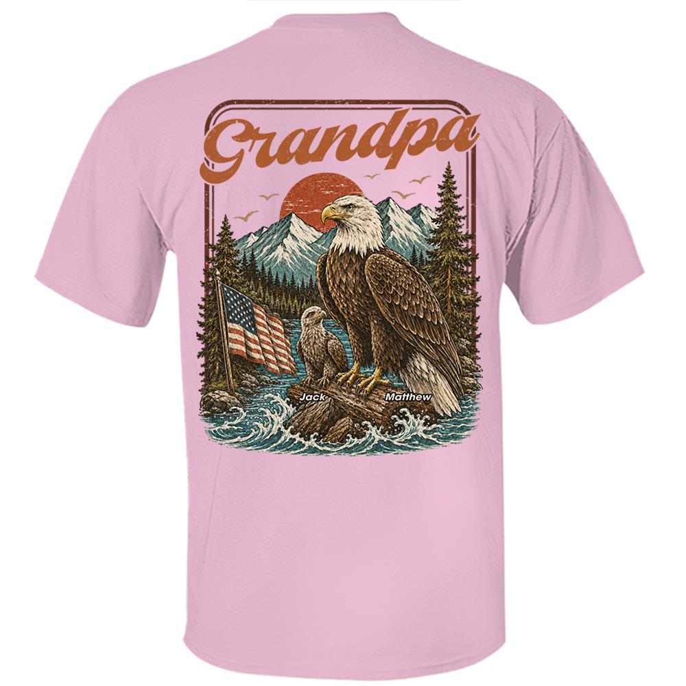 Personalized Papa America Eagle Patriotic T-Shirt Father Day Gifts for Dad Funny Papa Tshirt Cool Daddy Eagle Vintage Retro Shirt for Men Hv01