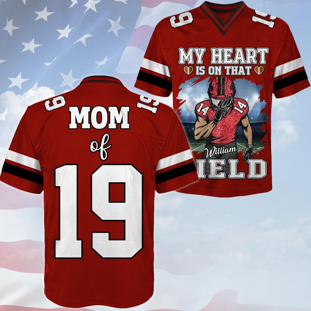 Custom My Heart Is On That Field Football Jersey Gift For Football Lovers - Personalized Gift For Football Player New Vr2 Nh00