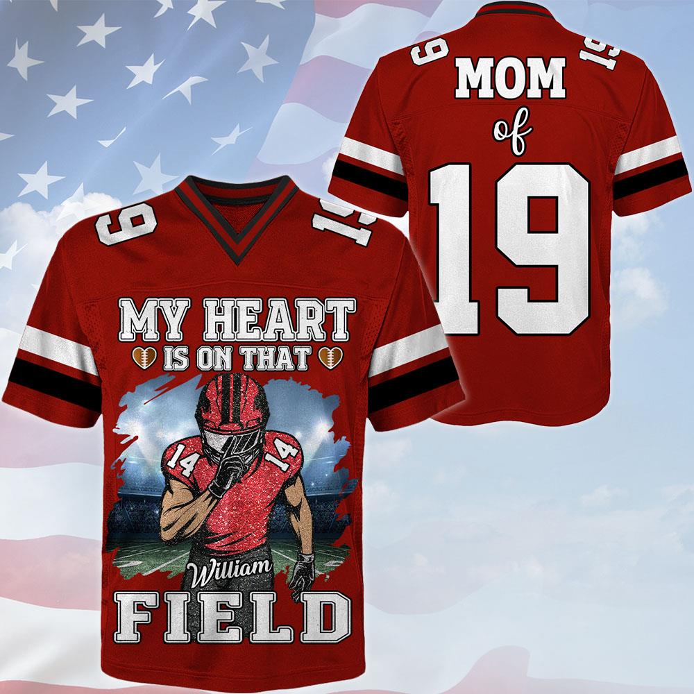 Custom My Heart Is On That Field Football Jersey Gift For Football Lovers - Personalized Gift For Football Player New Vr2 Nh00