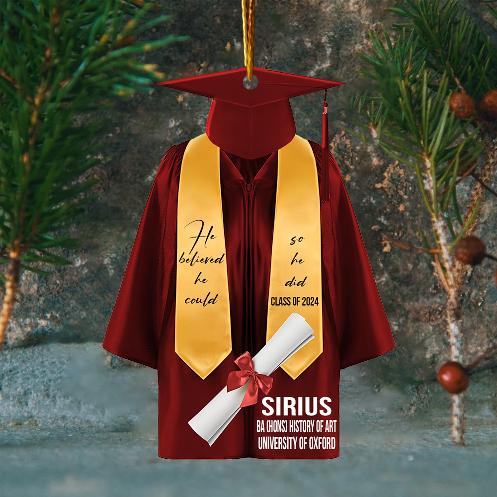 Personalized Graduation Ornament, Graduation Gown, Class Of 2024, Graduation Gifts, Graduation Christmas Custom Shape Ornament