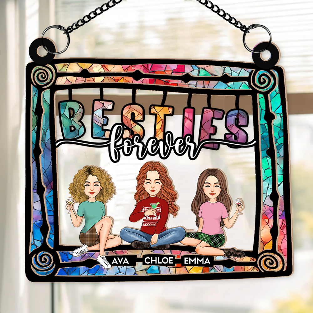 Besties Being Together - Personalized Window Hanging Suncatcher Ornament