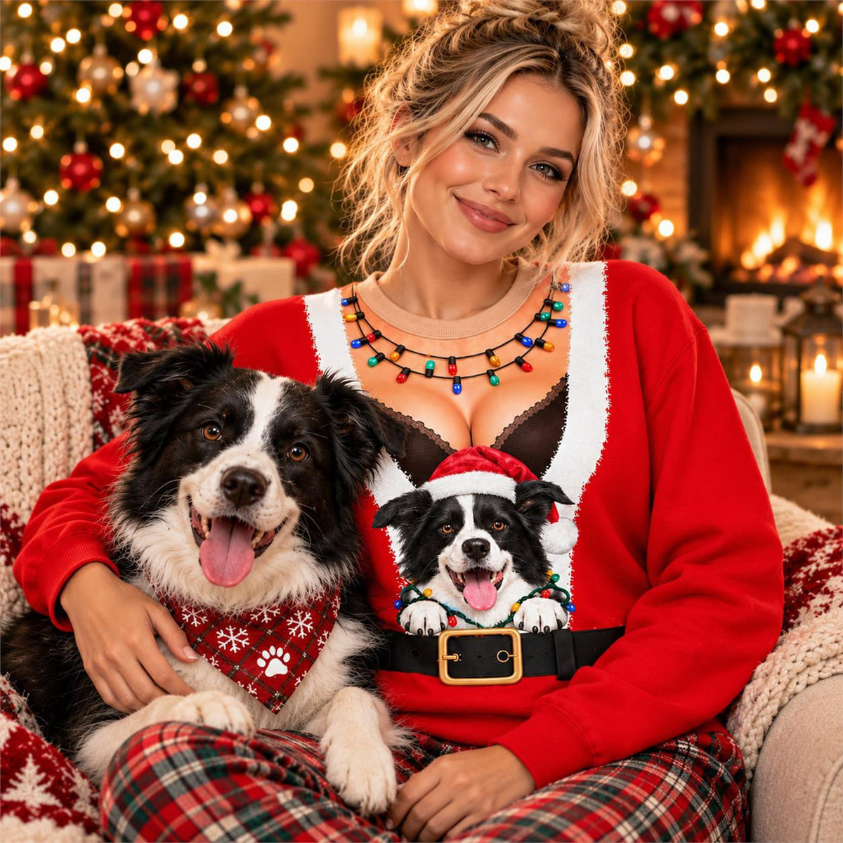 Personalized Funny Christmas All Over Print Shirts, When I Needed A Hand I Found A Paw, Custom Photo Dog Shirt Gift For Dog Lovers T1807 Hv01