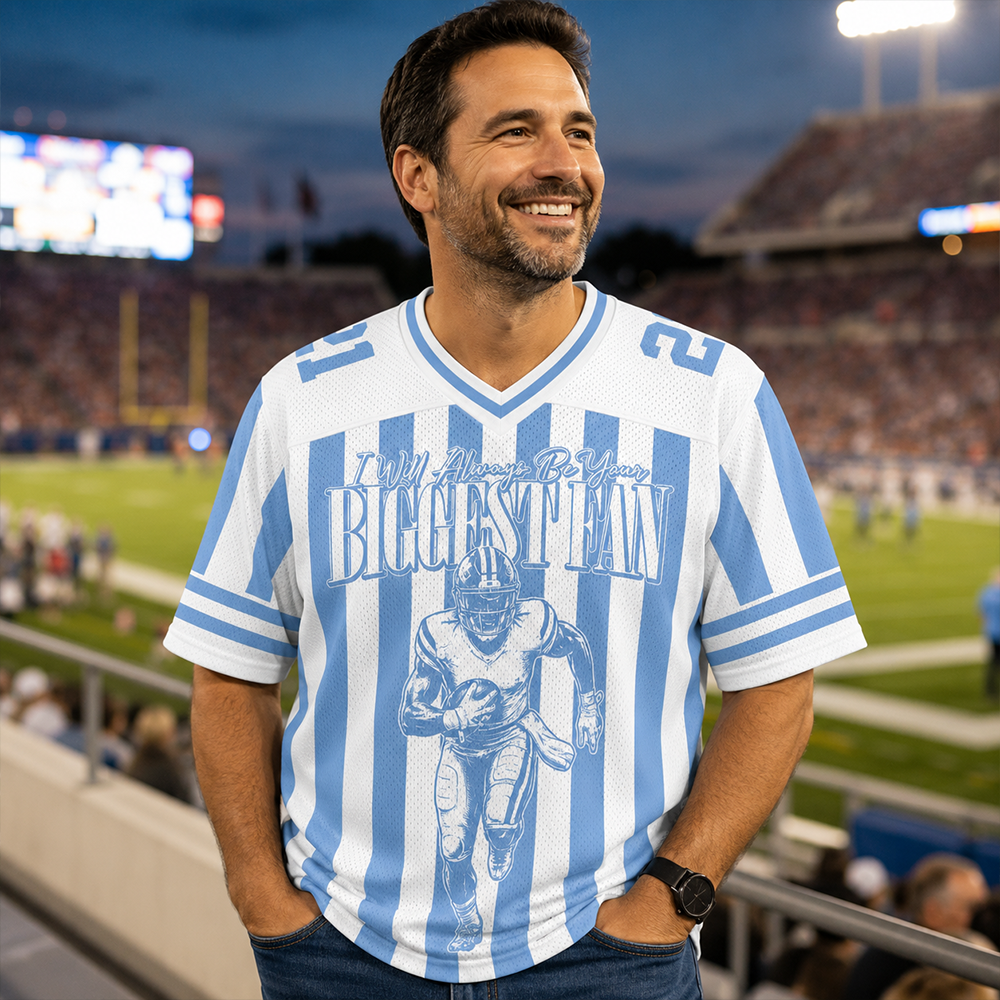 Custom My Heart Is On That Field Striped Football JerseyTeam Spirit Game Day Shirt L0411 Hv01