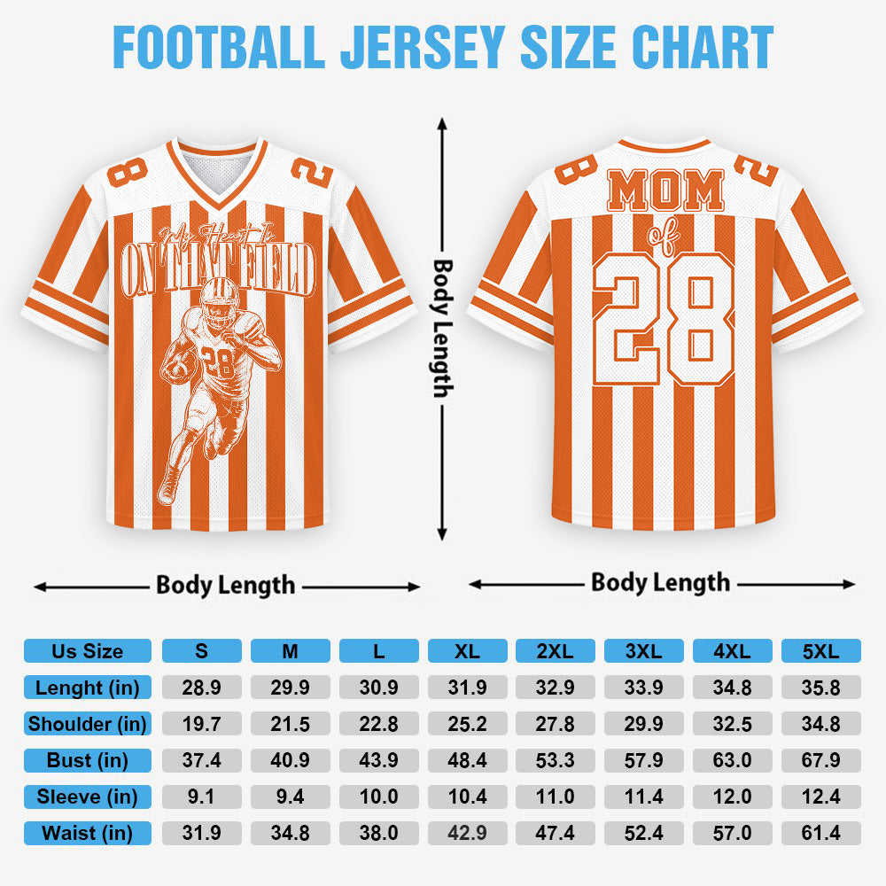 Custom My Heart Is On That Field Striped Football JerseyTeam Spirit Game Day Shirt L0411 Hv01