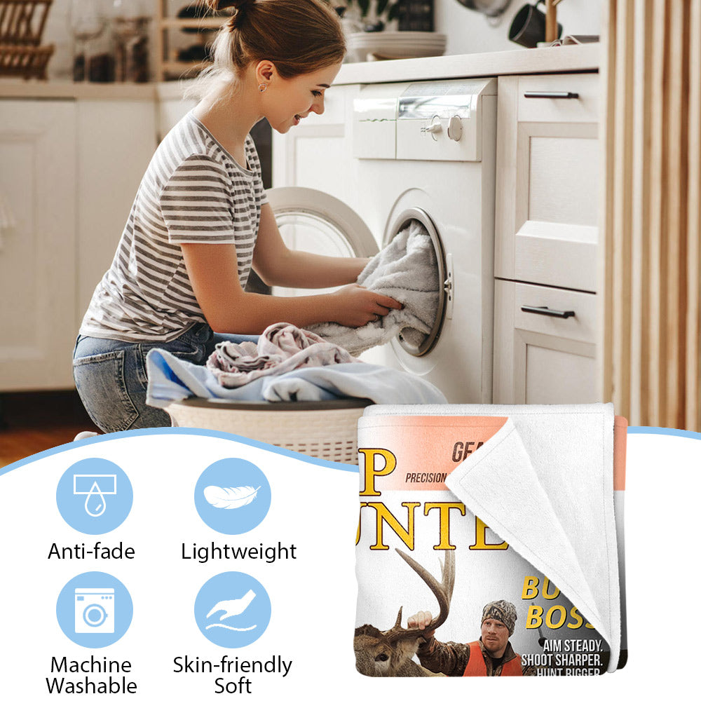 Custom Hunting Magazine Blanket, Personalized Hunting Gifts for Men