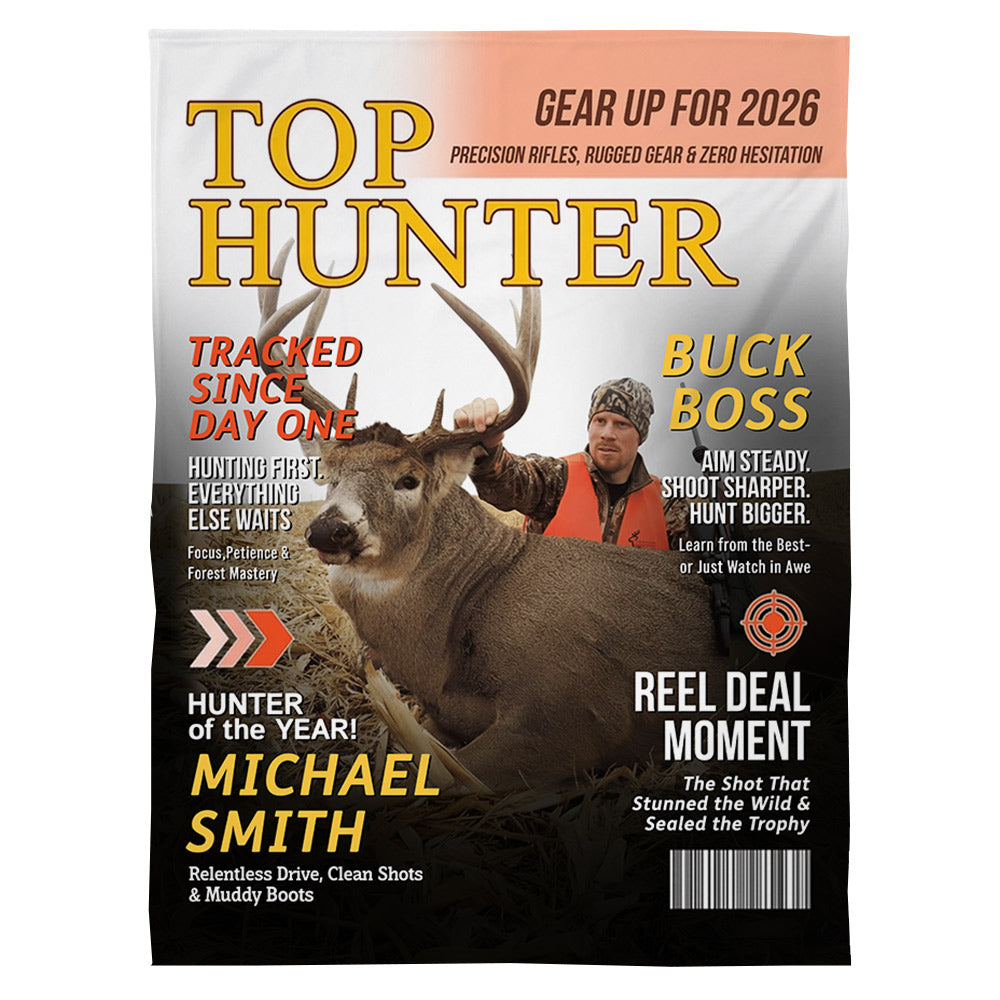 Custom Hunting Magazine Blanket, Personalized Hunting Gifts for Men