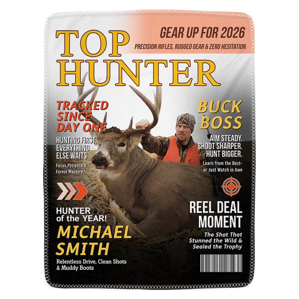 Custom Hunting Magazine Blanket, Personalized Hunting Gifts for Men