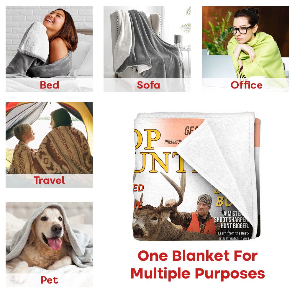 Custom Hunting Magazine Blanket, Personalized Hunting Gifts for Men