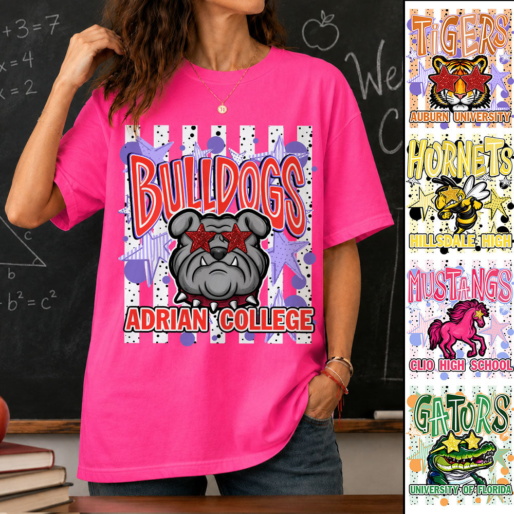 Custom Mascot Neon Striped, Back To School Shirt, School Spirit Tee L0411 Nh00