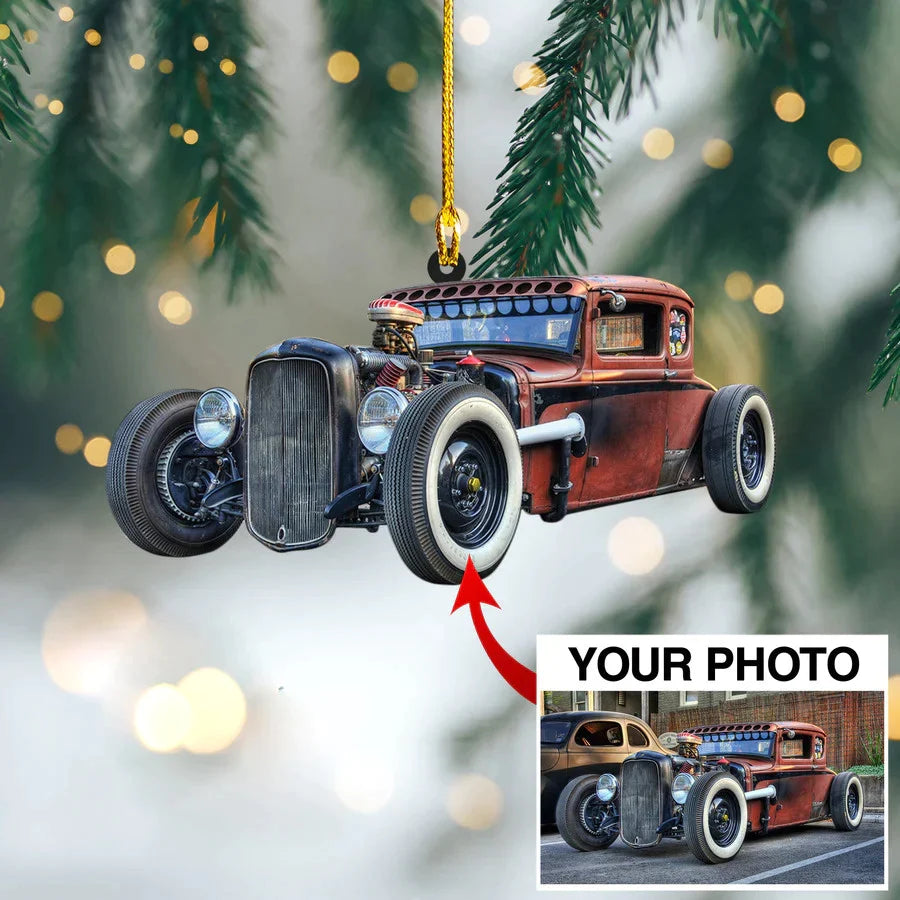 Custom Photo Bug Car Ornament - Personalized Photo Ornament Gift For Bug Car Lovers