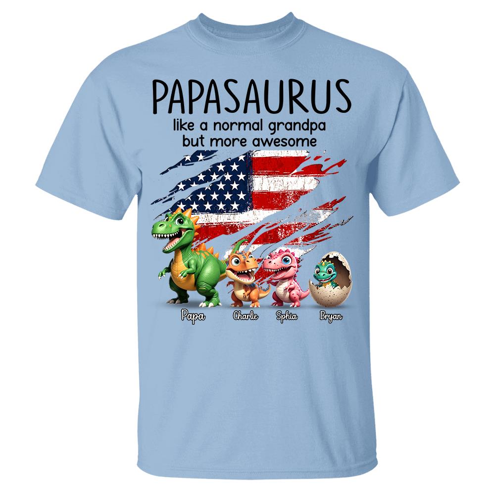 Custom Papasaurus And Kids  Dinosaurs Shirt, Father's Day Gift For Dad Grandpa L0411 Hv01