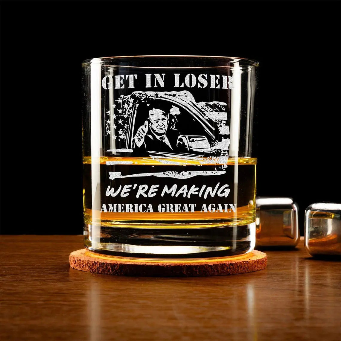 Engraved Making America Great Again, Trump 45 47 Rock Glass H2511