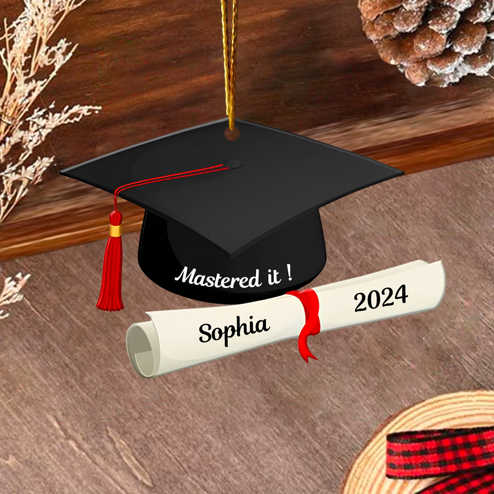 Personalized School Graduation Custom Shape Ornament, Custom Graduation, Class Of 2024, Graduation Gifts, Graduation Christmas Ornament