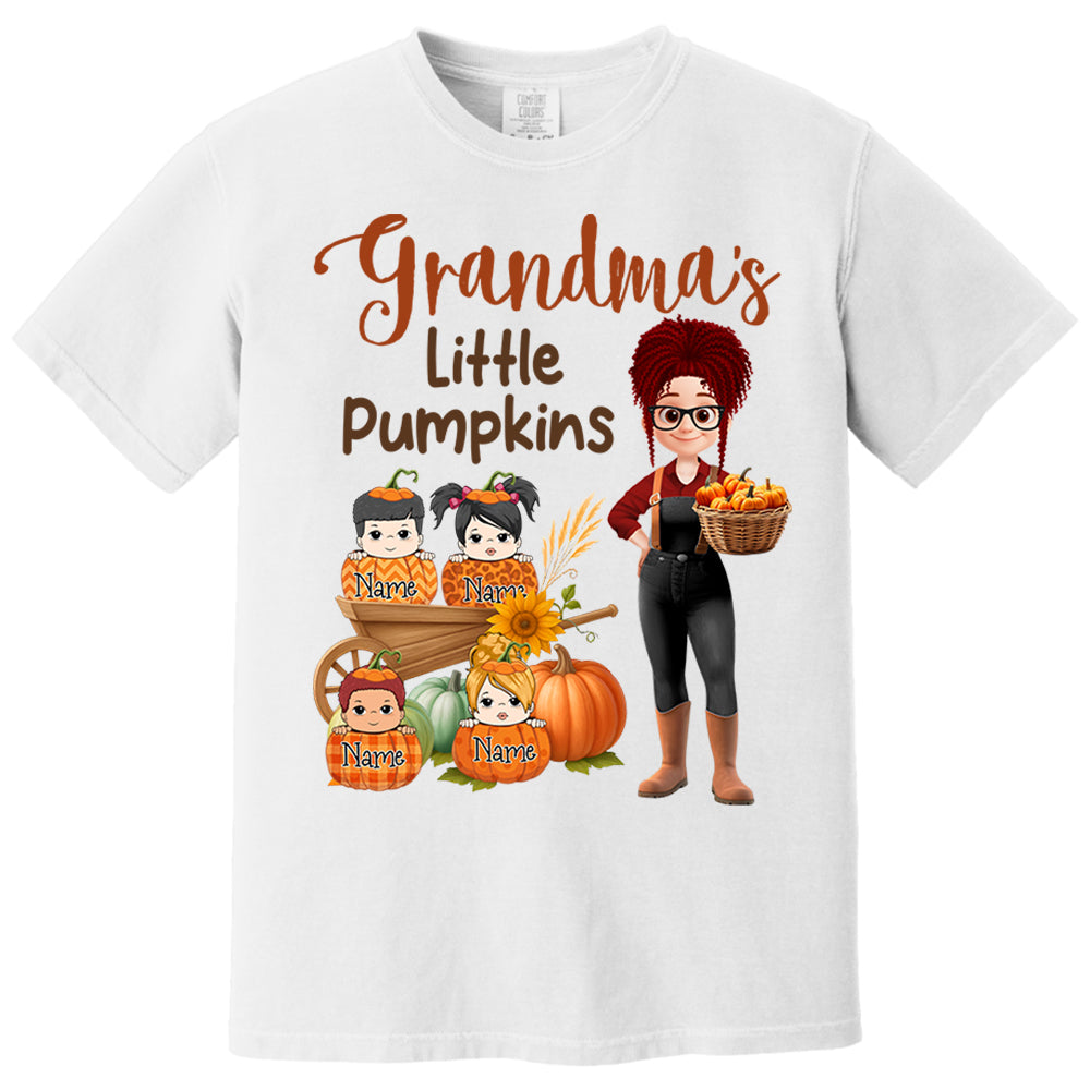 Grandma's Little Pumpkins Love Nana Life Kids, Grandkids Names - Personalized Shirt For Grandma Nh00