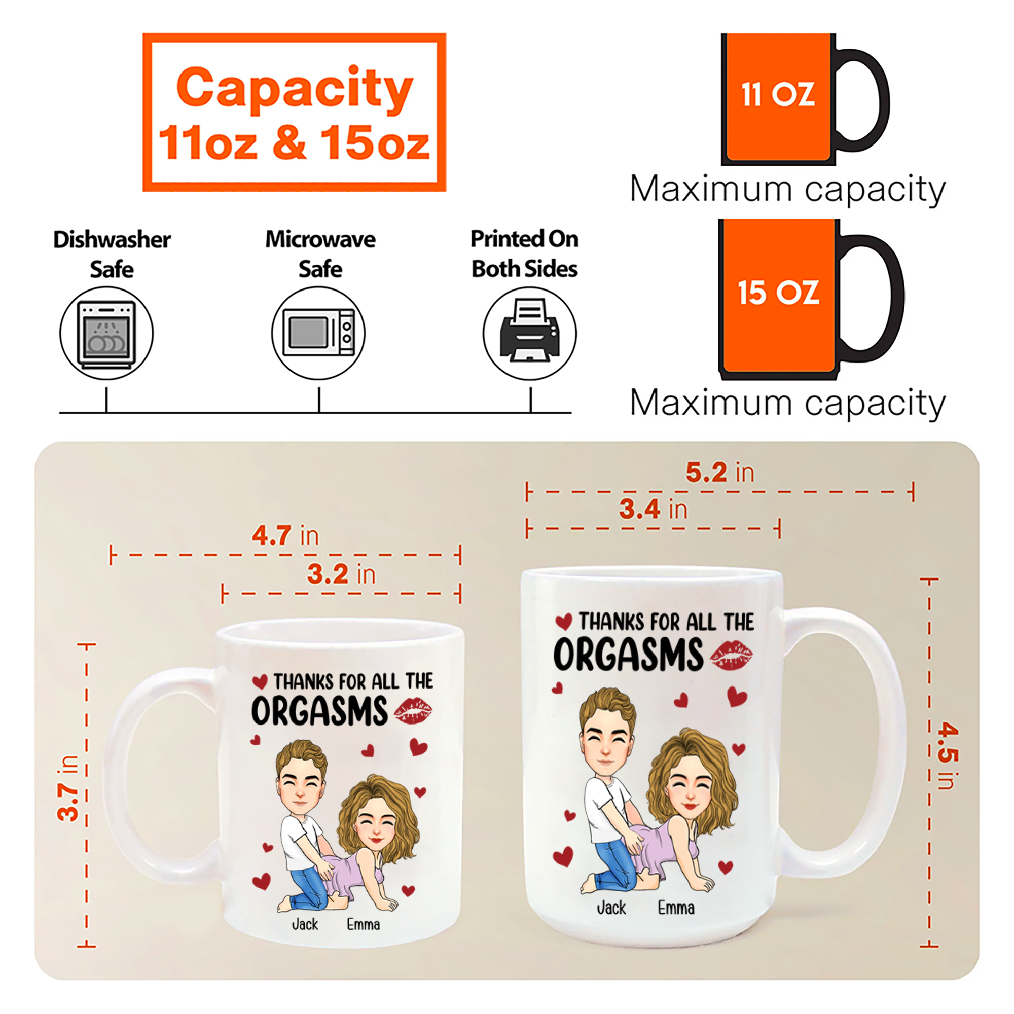 Thanks For All The Orgasms - Couple Personalized Custom Mug - Gift For Husband Wife, Anniversary Pa00