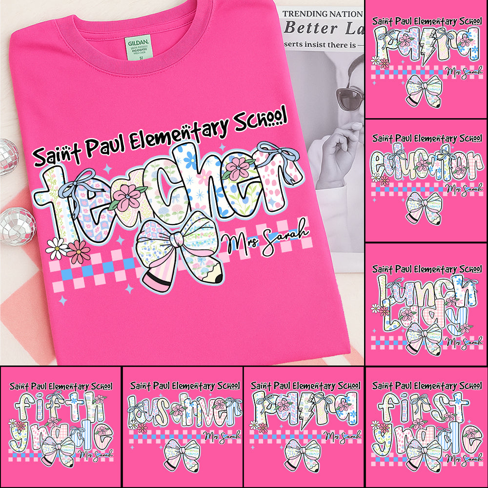 Teacher Back To School - Personalized Flower Shirt For Teacher - Custom School & Teacher Name NA04 Nh00