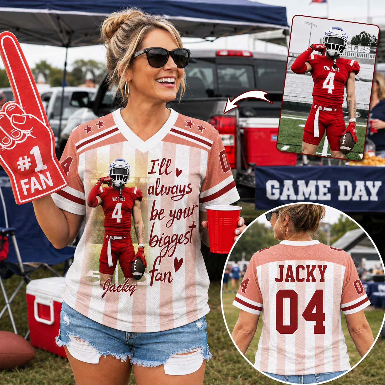 Pt99-I'll Always Be Your Biggest Fan, Personalized Football Jersey, Custom Photo Gift For Football Lovers For Sport Family T1807 Pt99-03.08.2026