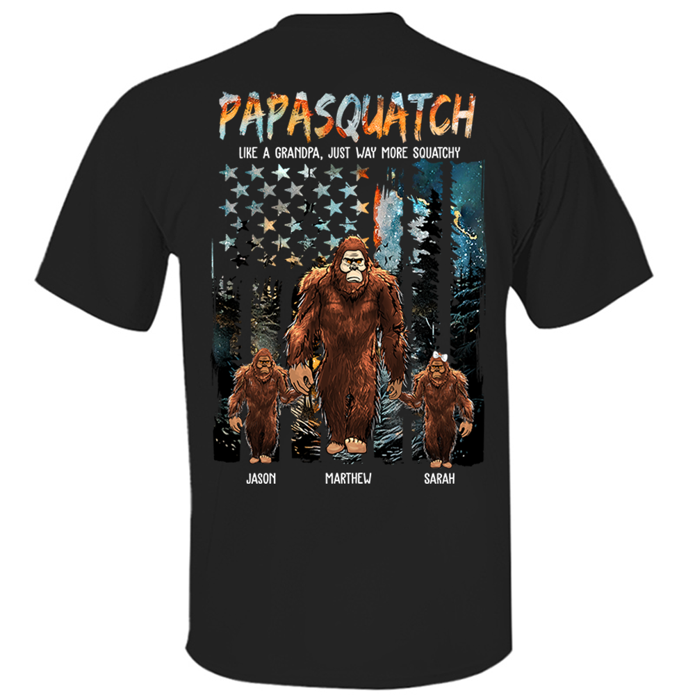 Papasquatch Like A Grandpa Just Way More Squatchy - Personalized Bigfoot Vintage Shirt Gift For Dad & Grandpa