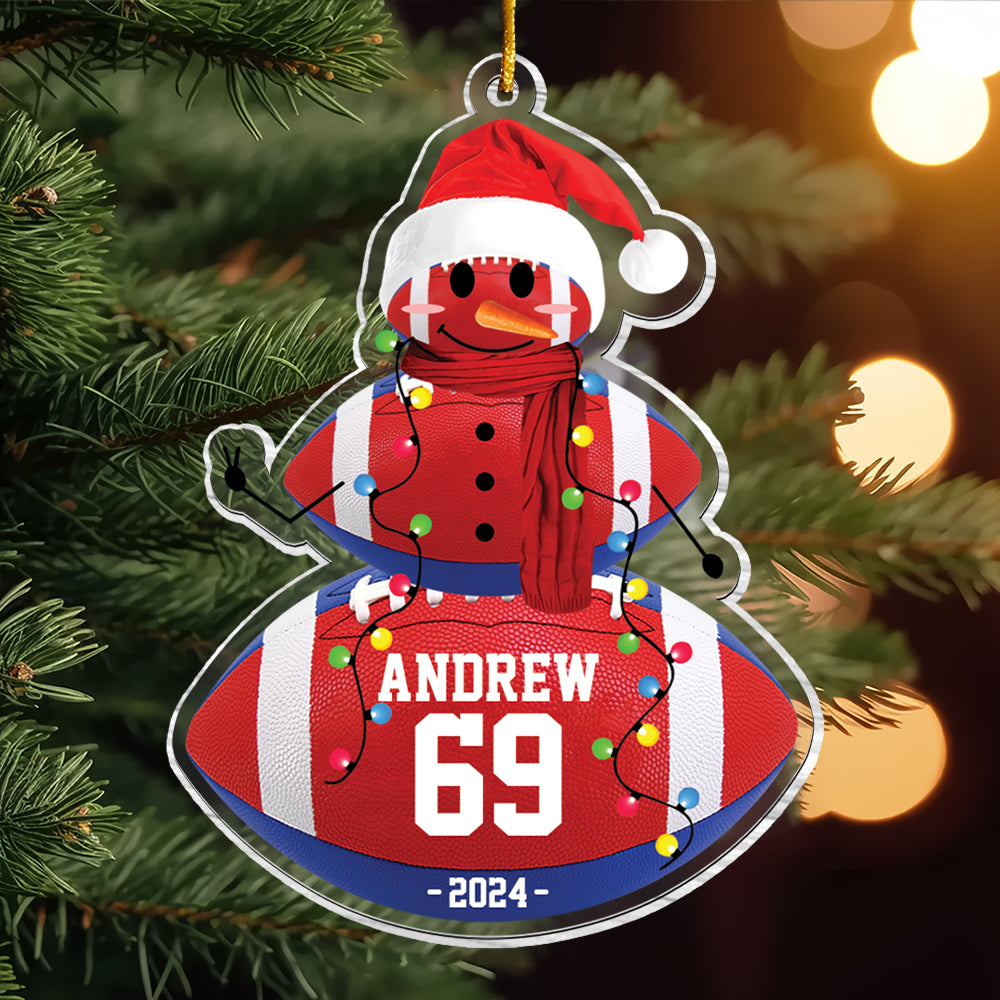 Rugby Snowman - Gifts For Players, Team, Boys - Personalized Acrylic Ornament Tu20