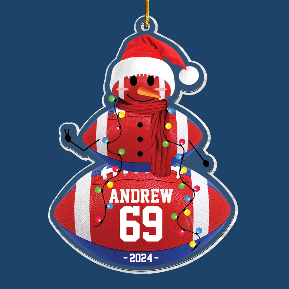 Rugby Snowman - Gifts For Players, Team, Boys - Personalized Acrylic Ornament Tu20