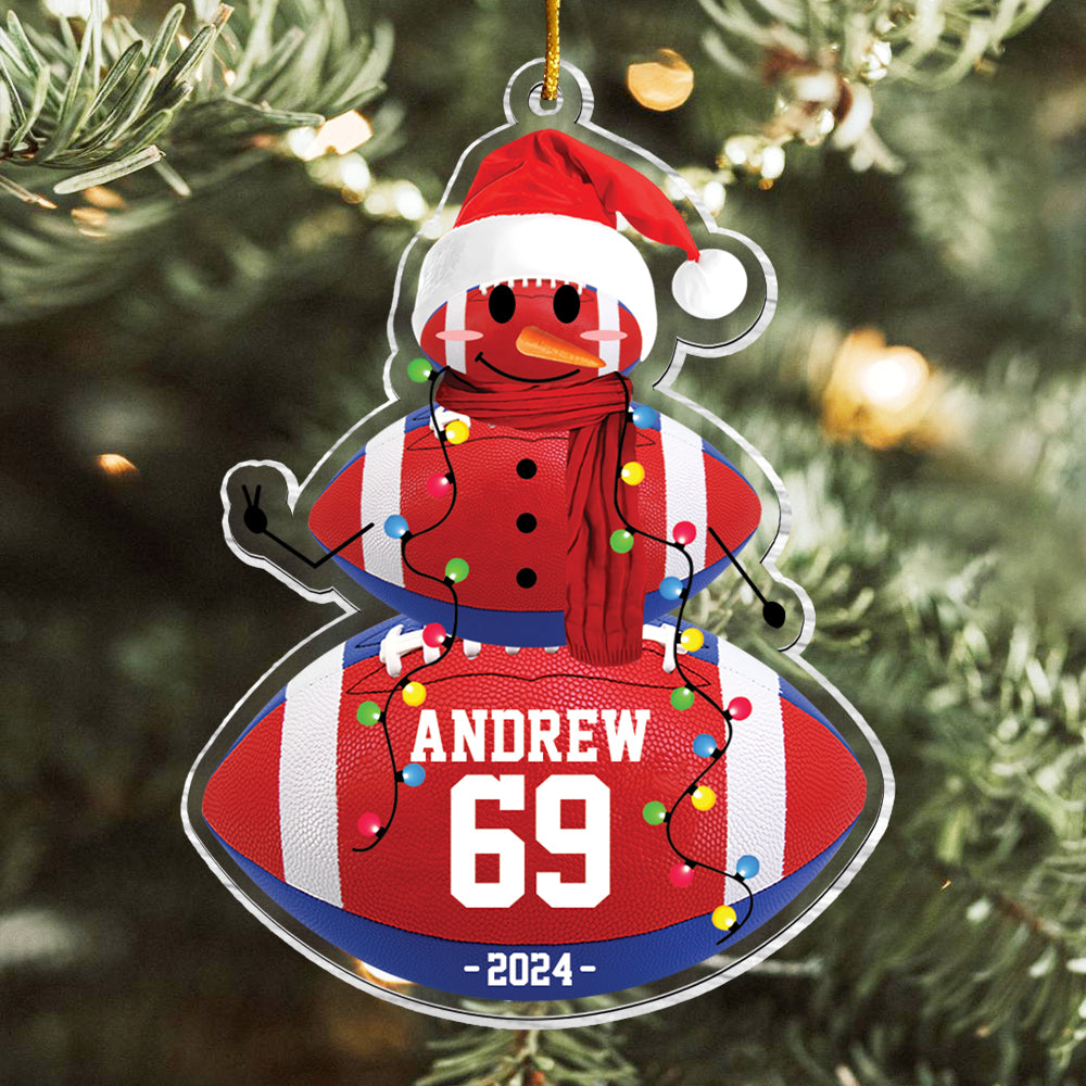 Rugby Snowman - Gifts For Players, Team, Boys - Personalized Acrylic Ornament Tu20