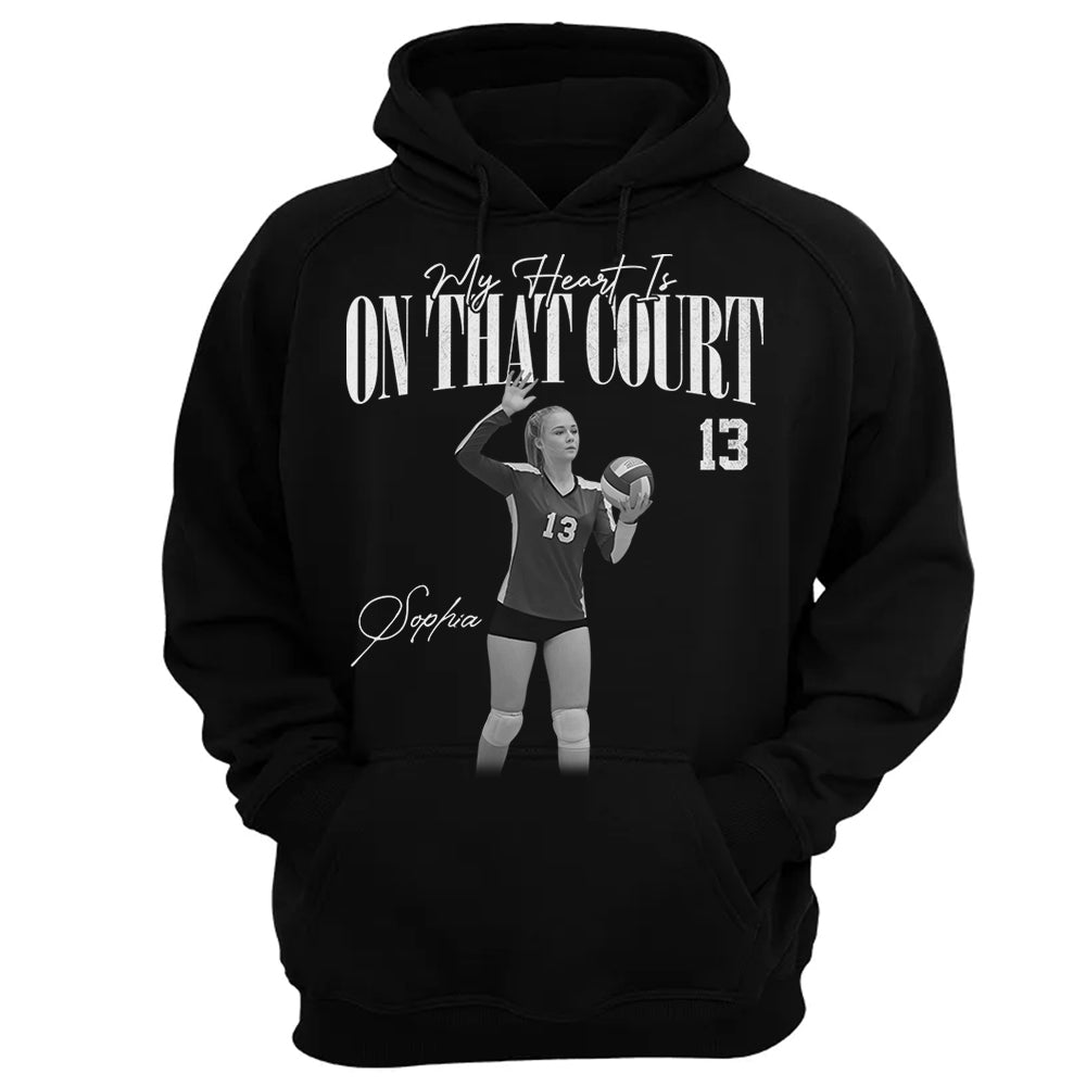 My Heart Is On That Court - Washed Tee Retro Bootleg Shirt For Volleyball Players T1807 Li29