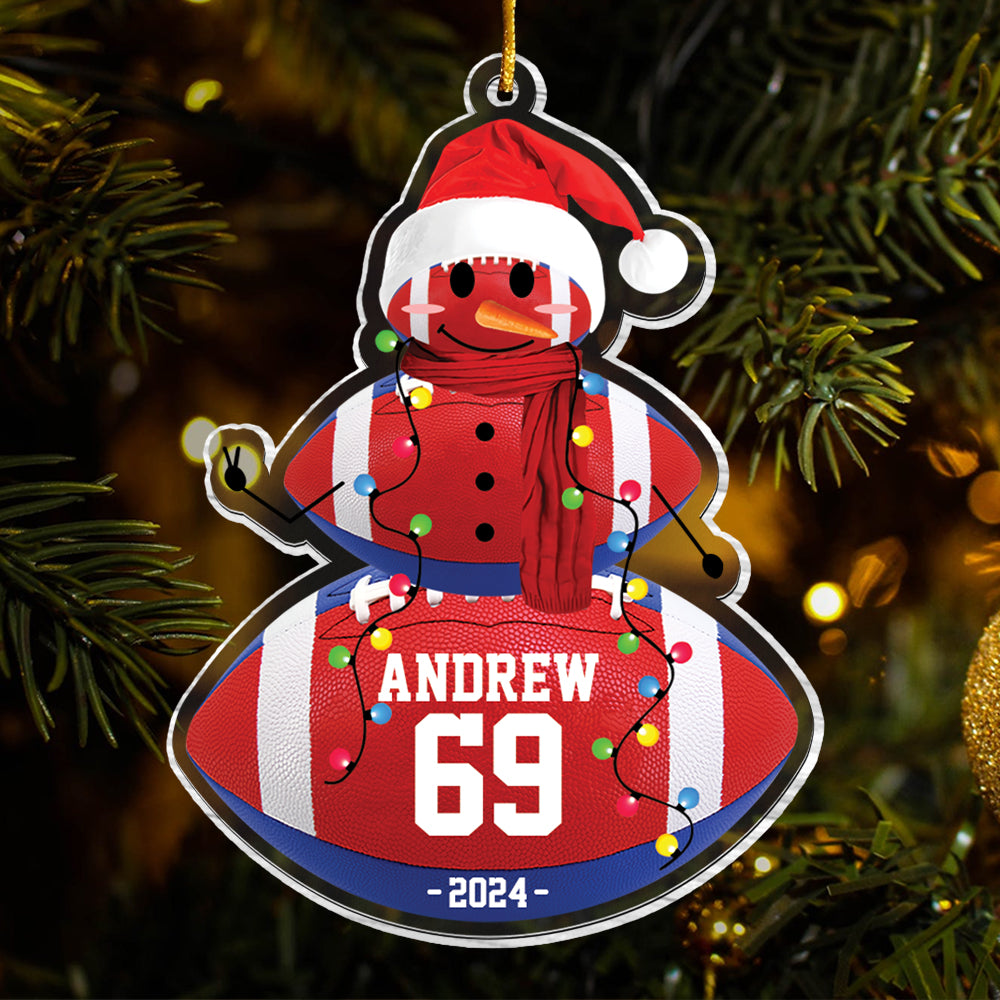 Rugby Snowman - Gifts For Players, Team, Boys - Personalized Acrylic Ornament Tu20