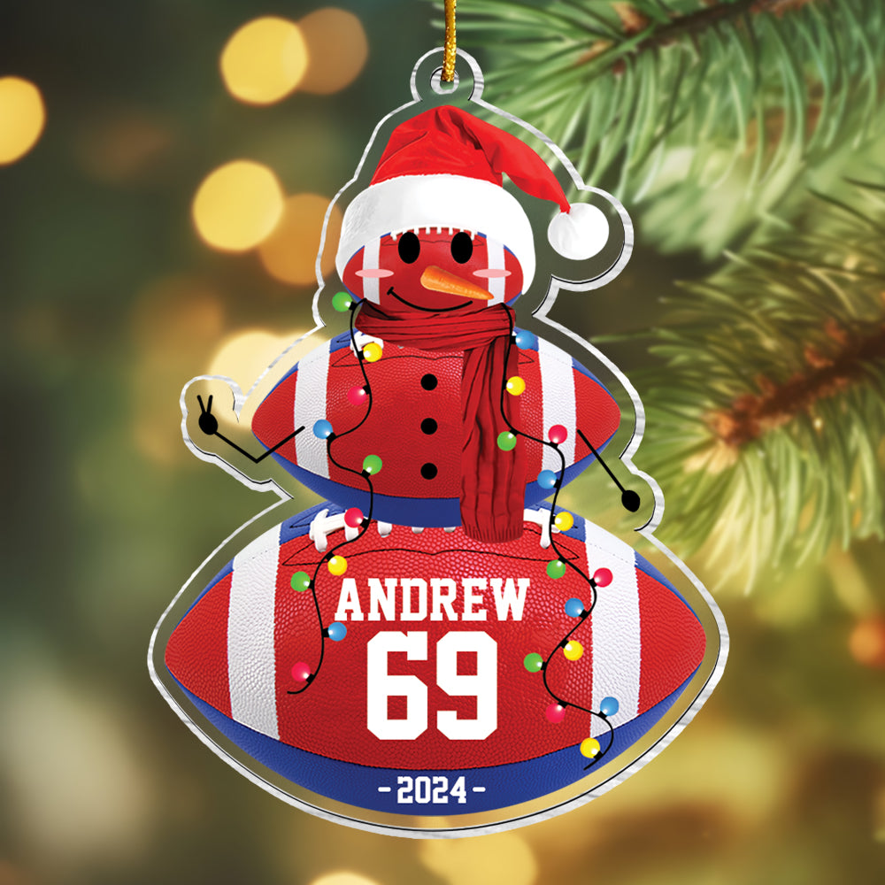 Rugby Snowman - Gifts For Players, Team, Boys - Personalized Acrylic Ornament Tu20