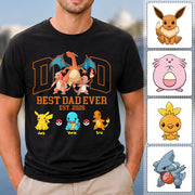 PokeDad Best Dad Ever, Personalized Pokemon Dad Shirt with Custom Kids Name, Gift For Dad, Gift For Grandpa MI209 T24- 05.08.2026