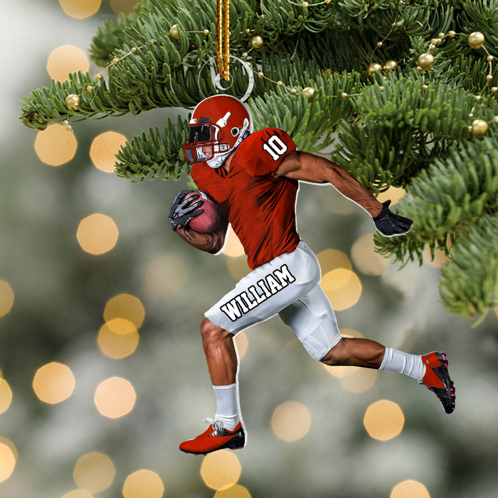 Personalized American Football Ornament, Football Players Running Ornament HH0511 Li29