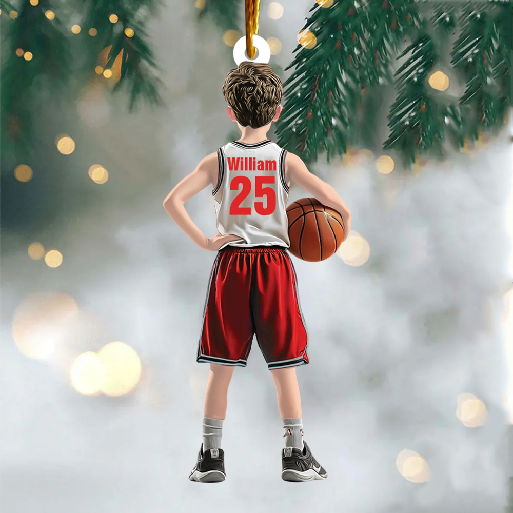 Personalized Kid Basketball Player Ornament - Gift For Basketball Young Lovers Pa00