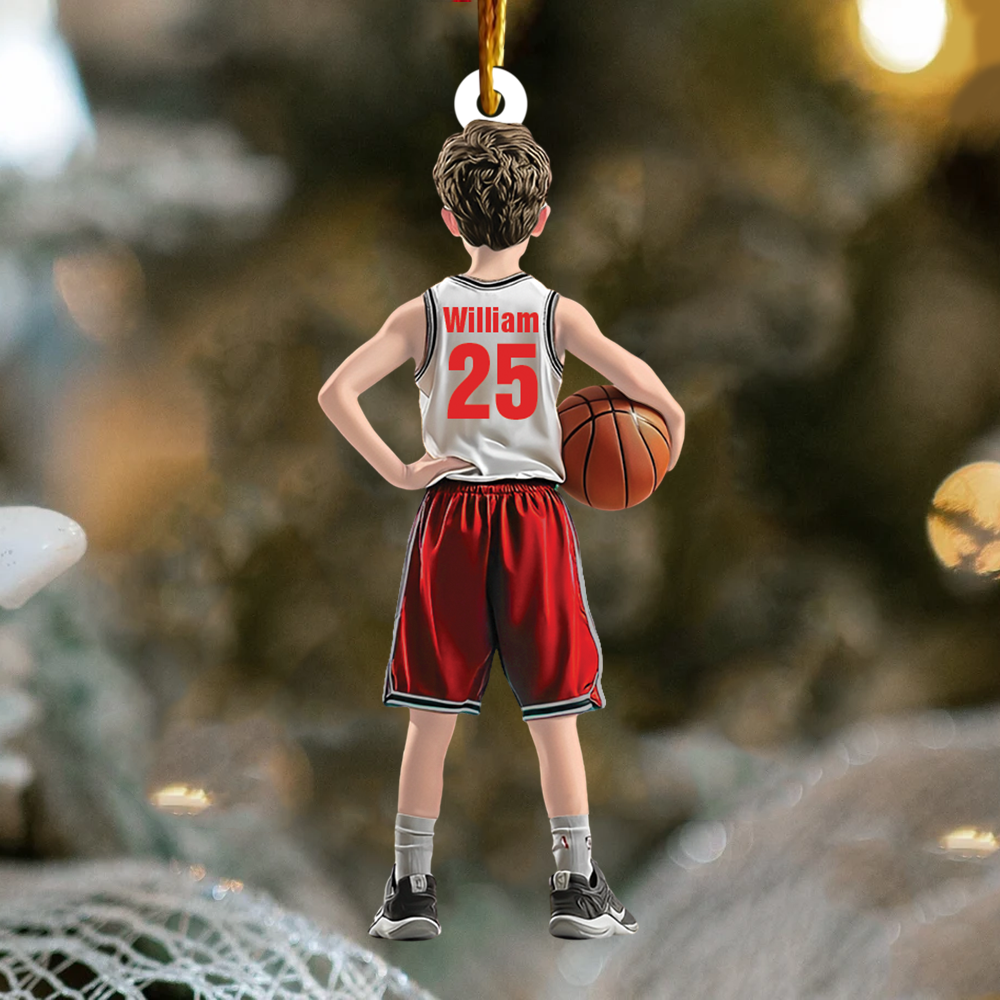 Personalized Kid Basketball Player Ornament - Gift For Basketball Young Lovers Pa00