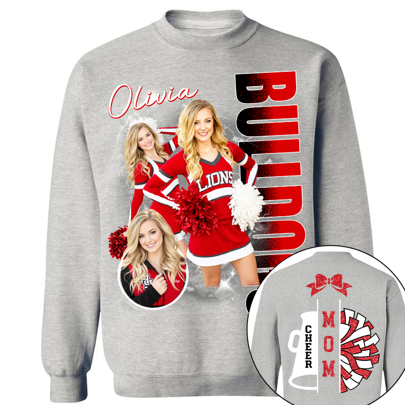 Personalized Cheerleader Team Name & School Name Bootleg Style Tee, Custom Photo Cheerleading Shirt, Gift For Cheer Mom Cheerleader Lovers MI209 TH23