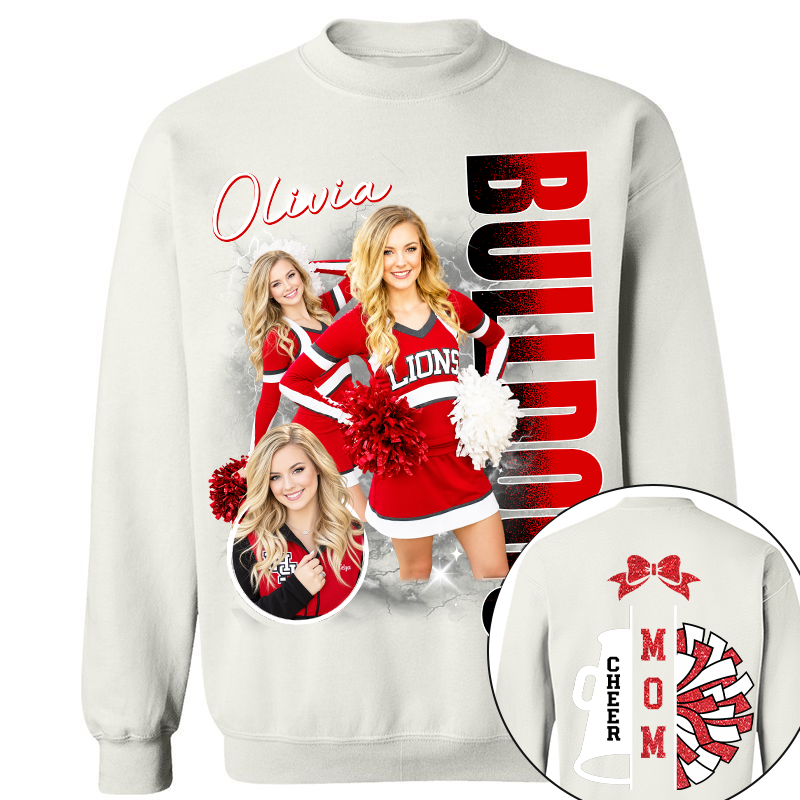 Personalized Cheerleader Team Name & School Name Bootleg Style Tee, Custom Photo Cheerleading Shirt, Gift For Cheer Mom Cheerleader Lovers MI209 TH23