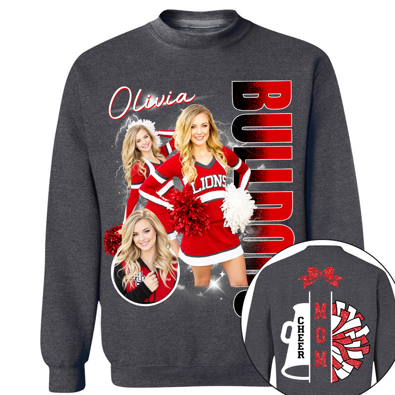 Personalized Cheerleader Team Name & School Name Bootleg Style Tee, Custom Photo Cheerleading Shirt, Gift For Cheer Mom Cheerleader Lovers MI209 TH23