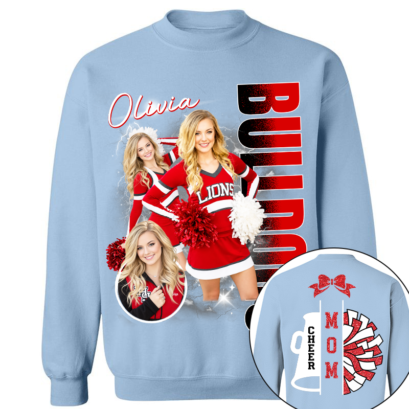 Personalized Cheerleader Team Name & School Name Bootleg Style Tee, Custom Photo Cheerleading Shirt, Gift For Cheer Mom Cheerleader Lovers MI209 TH23