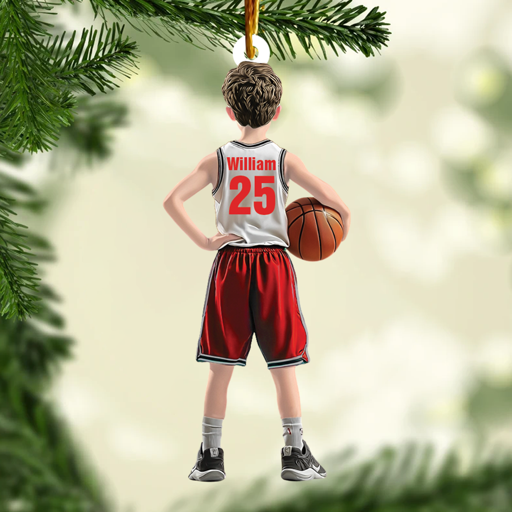 Personalized Kid Basketball Player Ornament - Gift For Basketball Young Lovers Pa00