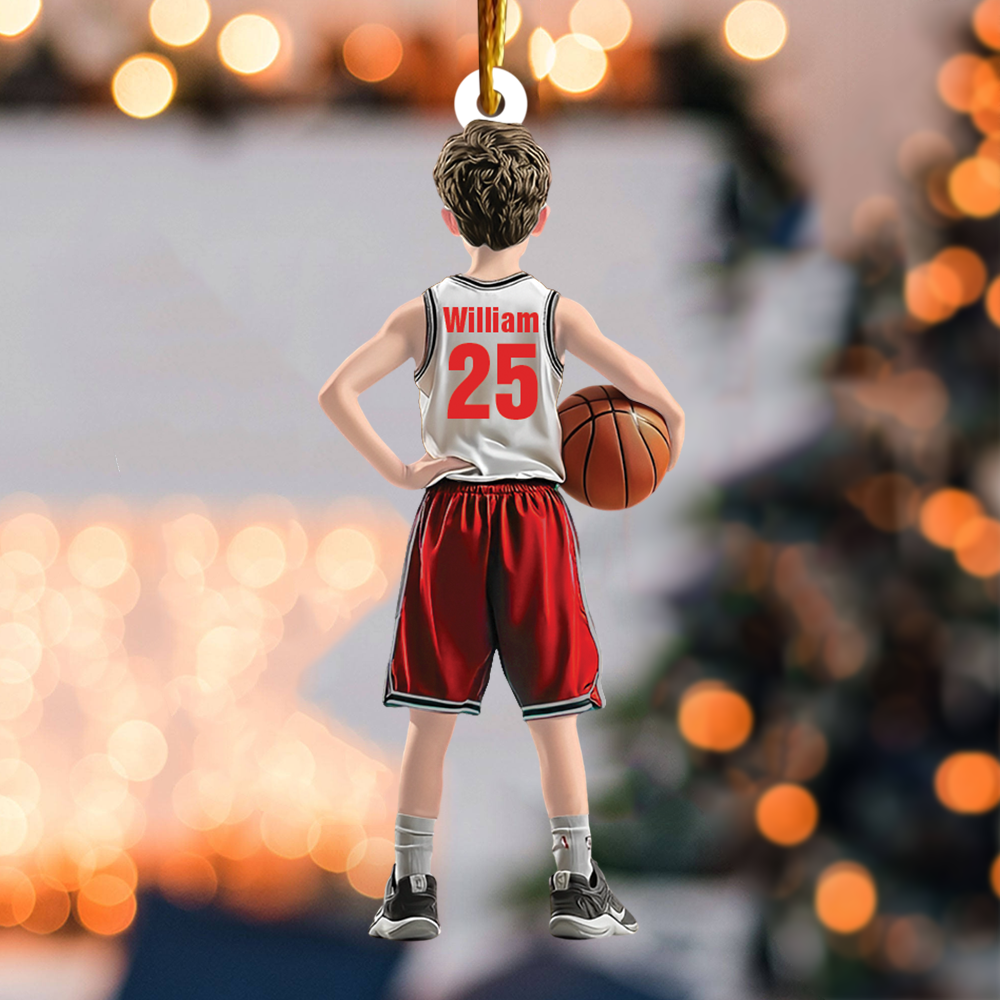 Personalized Kid Basketball Player Ornament - Gift For Basketball Young Lovers Pa00