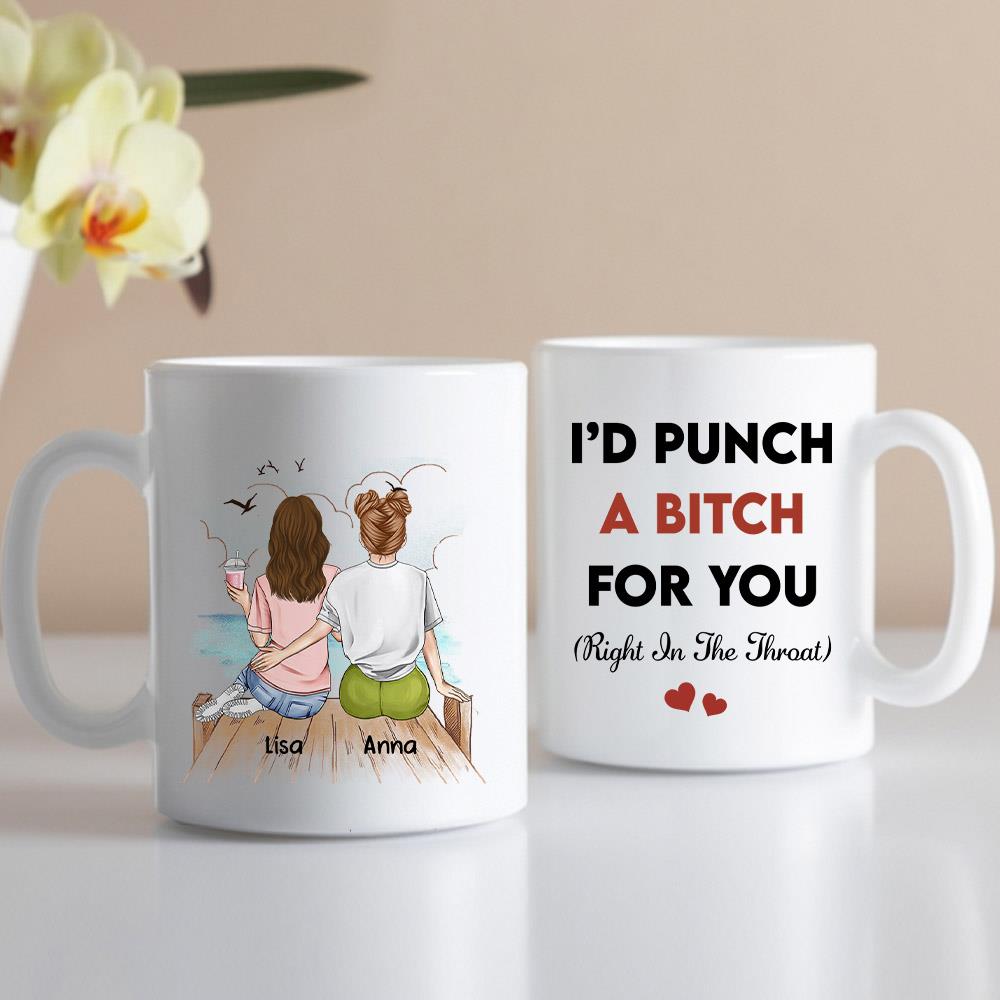 Right In The Throat Besties - Personalized Mug Nh00