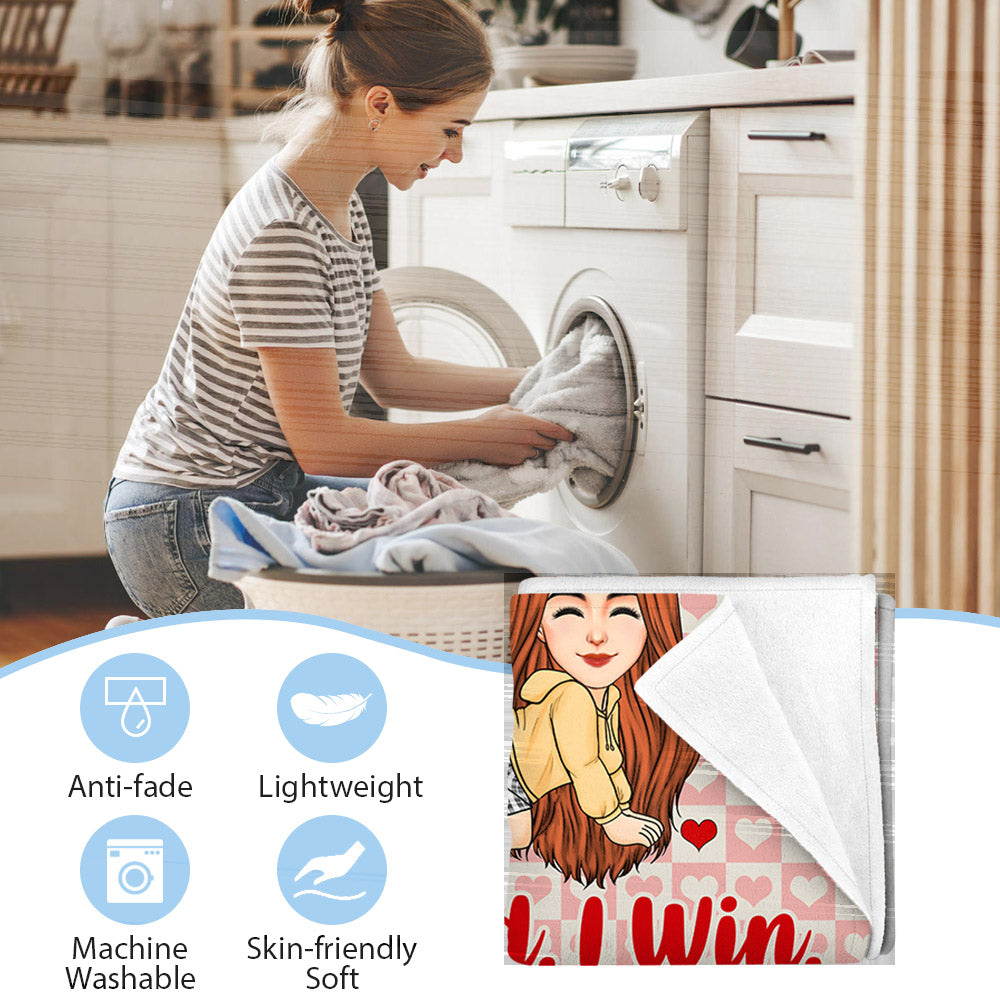 Couple I Love You More The End I Win Vr2 - Personalized Fleece Blanket, Sherpa Blanket Pa00